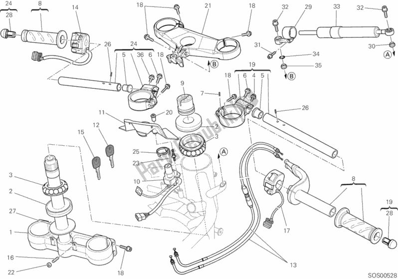 All parts for the Handlebar of the Ducati Superbike 848 EVO Corse SE USA 2012
